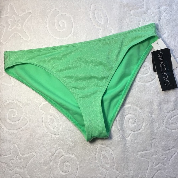California Waves Shimmering Green Bikini Bottom - Size Large - Picture 1 of 5